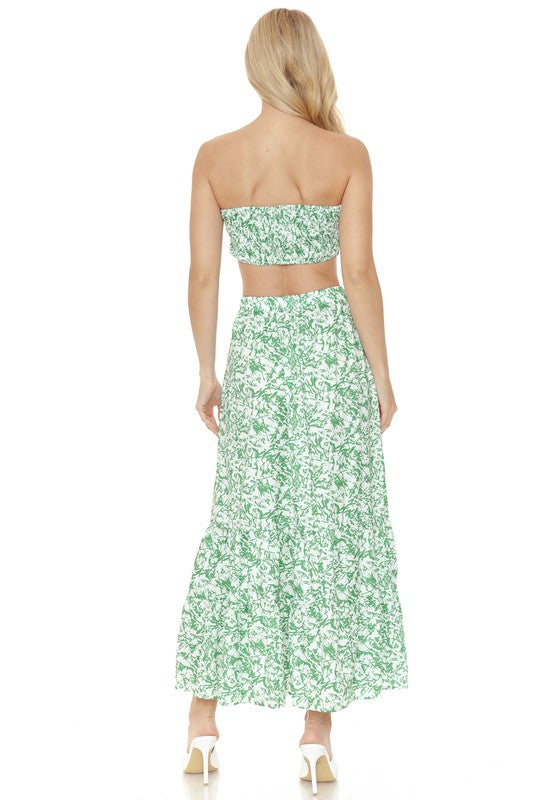 Women's Floral Skirt and Top Set