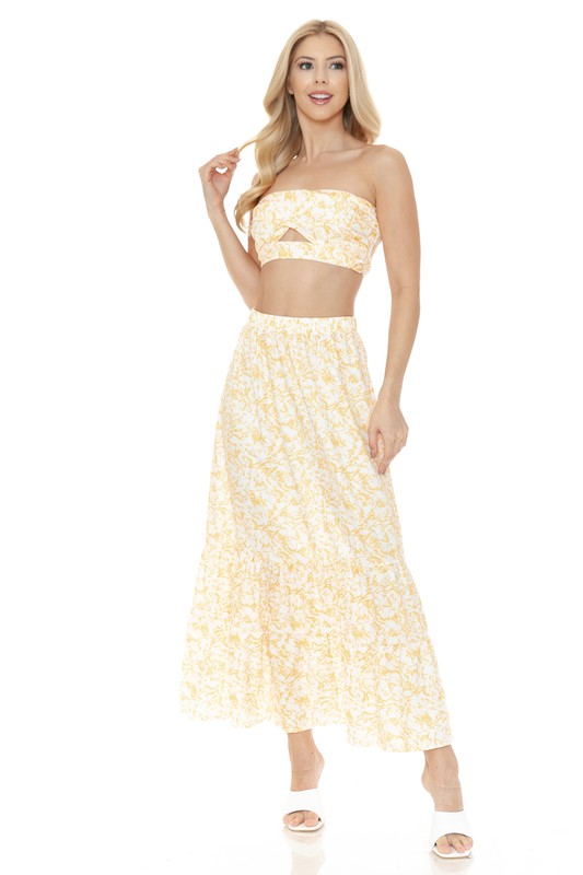Women's Floral Skirt and Top Set