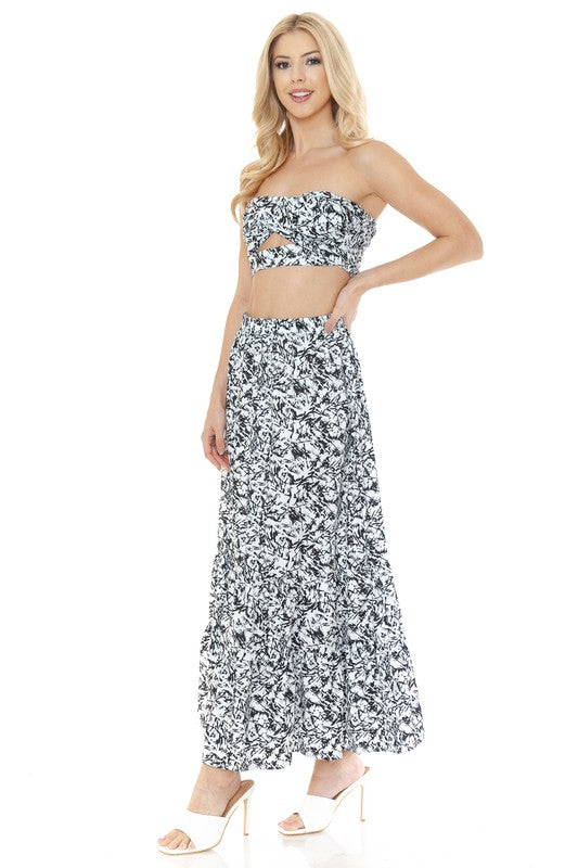 Women's Floral Skirt and Top Set