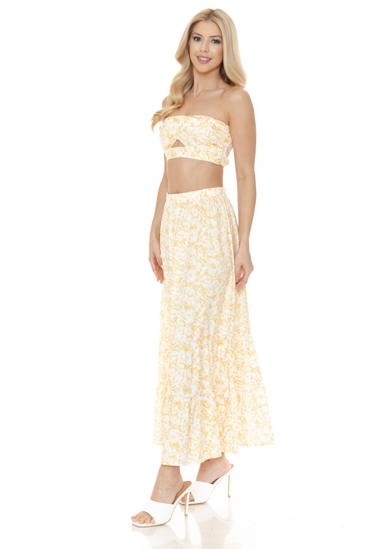 Women's Floral Skirt and Top Set