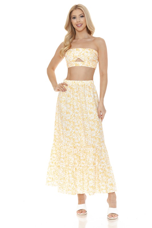 Women's Floral Skirt and Top Set