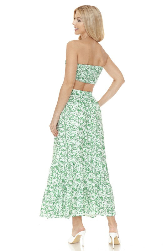 Women's Floral Skirt and Top Set