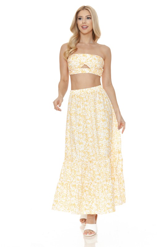 Women's Floral Skirt and Top Set