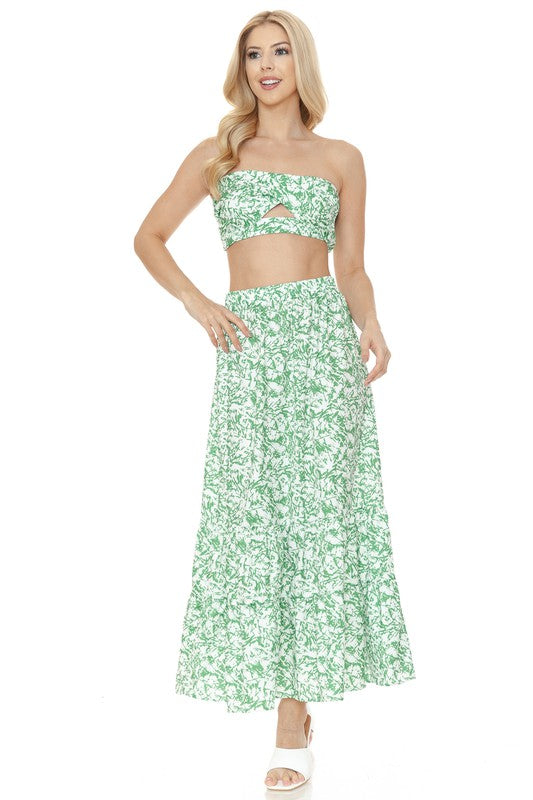Women's Floral Skirt and Top Set