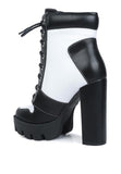 Moos Cow Printed Lace-up Block Heel Boots