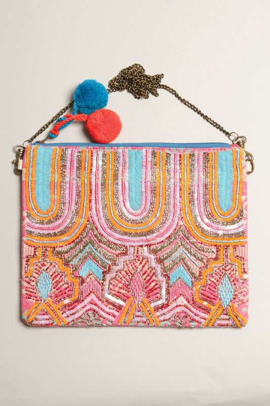 Embellished Beaded Clutch with Chain #2