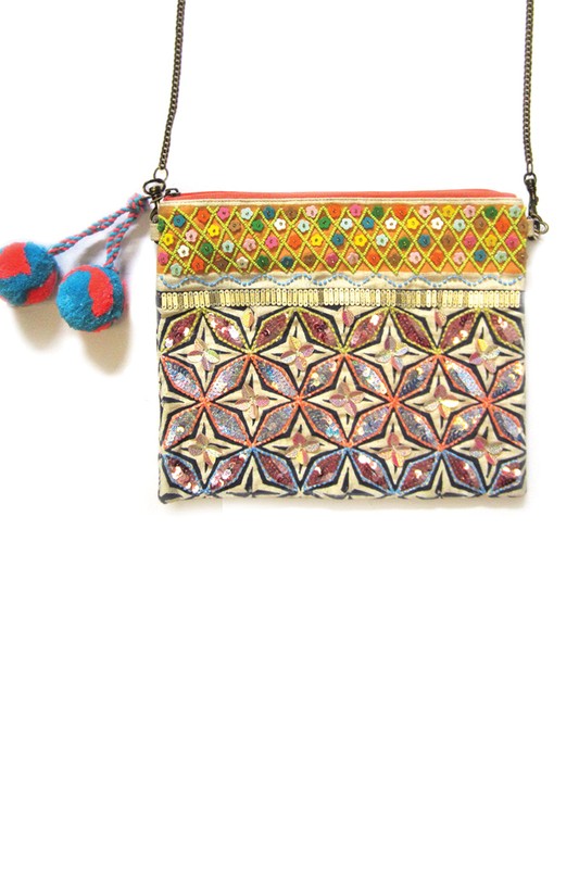 Boho Embellished Clutch with Chain #1