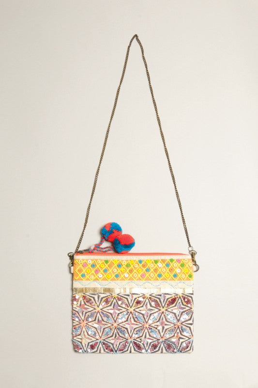 Boho Embellished Clutch with Chain #1