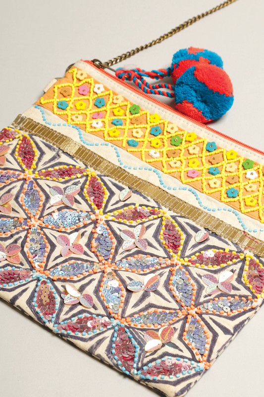 Boho Embellished Clutch with Chain #1