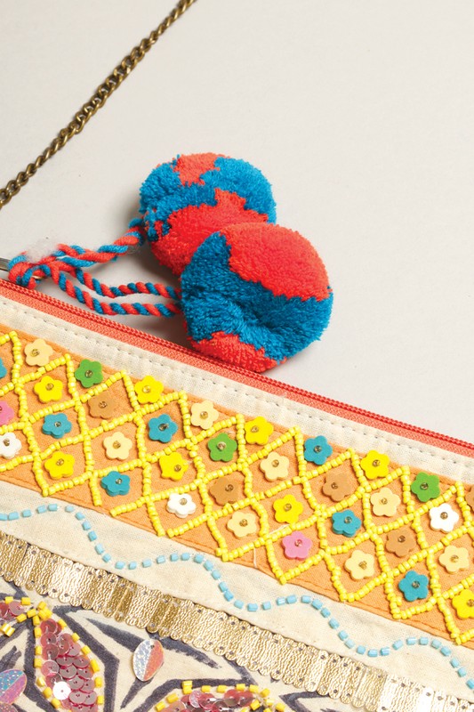 Boho Embellished Clutch with Chain #1