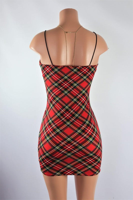 Red Plaid Mini Dress