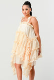 CREAM MULTI LAYER RUFFLE BABYDOLL MINI DRESS