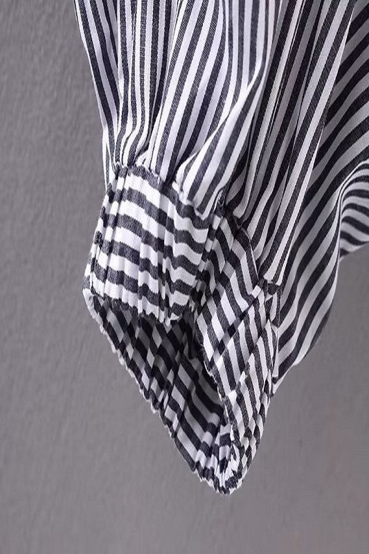 Solid Striped Mix Long Sleeve Pullover Shirt