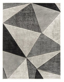 3'8'' x 5'6'' Grey Geometric Hand-Carved Soft Rug