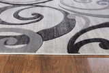 3'8'' x 5'6'' Grey Swirls Soft Contemporary Rug