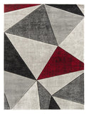 3'8'' x 5'6'' Red Geometric Hand-Carved Soft Rug