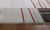 3'8'' x 5'6'' Red Soft Geometric Hand-Carved Rug