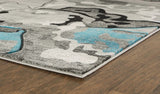 3'8'' x 5'6'' Turquoise Abstract Soft  Rug