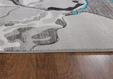 3'8'' x 5'6'' Turquoise Abstract Soft  Rug