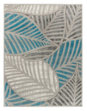 3'8'' x 5'6'' Turquoise Leaf Hand-Carved Soft  Rug