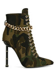 Moulin Ringed Stiletto Camouflage Ankle Boots