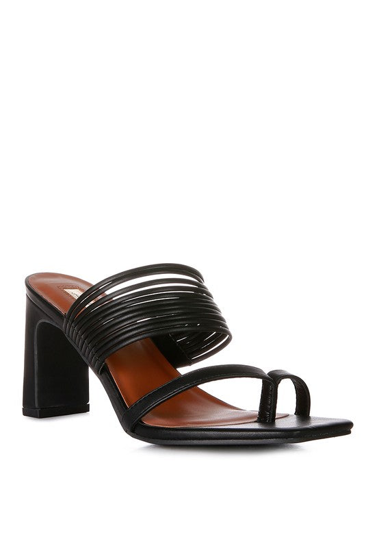 Toe Ring Mid Block Heel Sandals