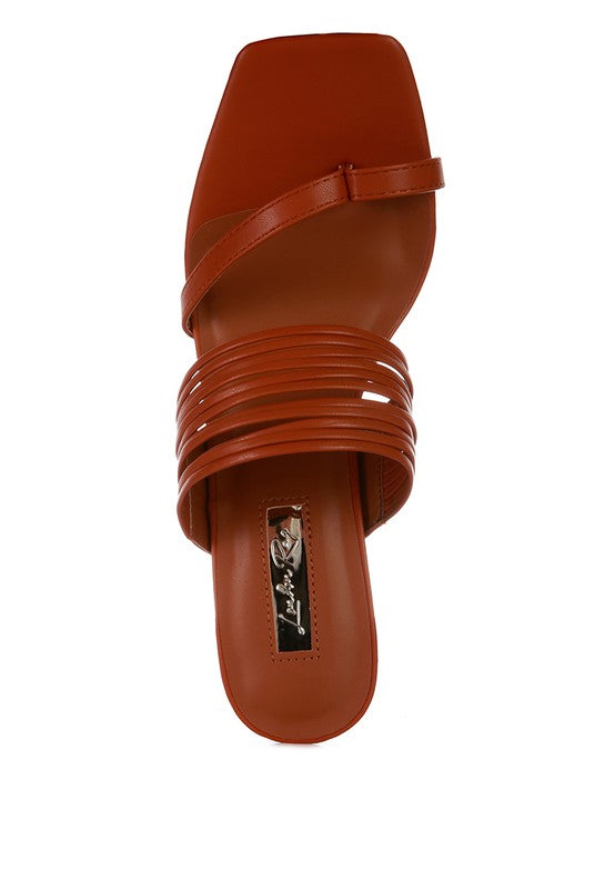 Toe Ring Mid Block Heel Sandals