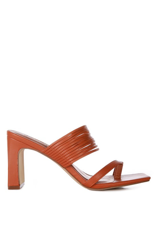 Toe Ring Mid Block Heel Sandals