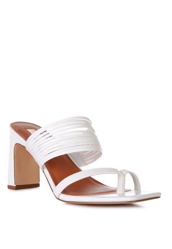 Toe Ring Mid Block Heel Sandals