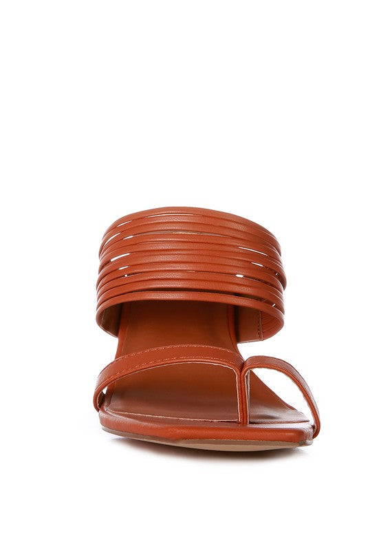 Toe Ring Mid Block Heel Sandals
