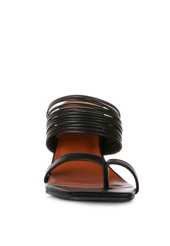 Toe Ring Mid Block Heel Sandals