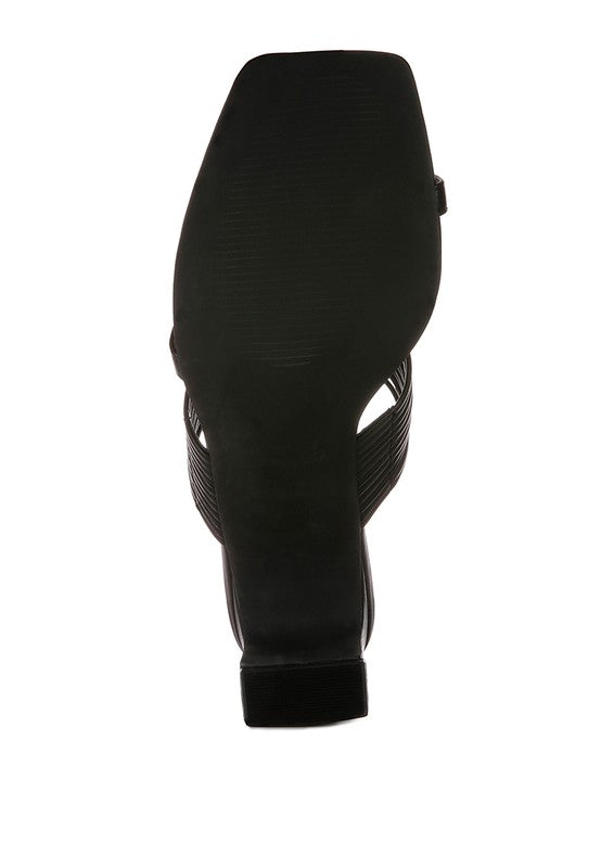 Toe Ring Mid Block Heel Sandals