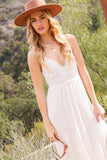 White Boho Lace Top Maxi Dress