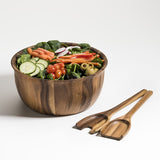Acacia Wood Large Salad Bowl with Servers