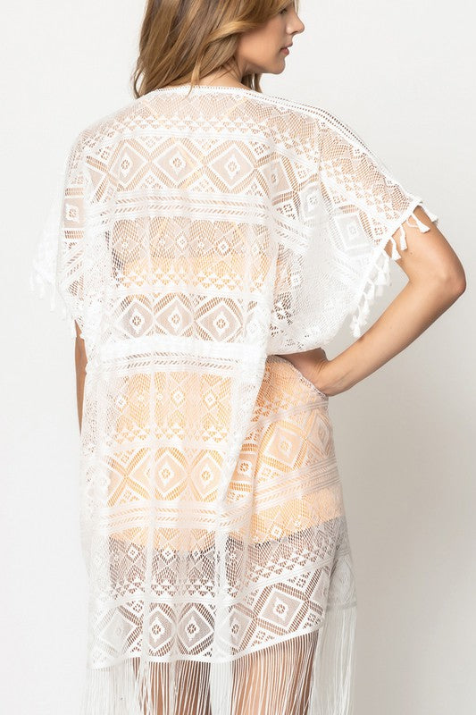 Geometric Pattern Laced Kimono