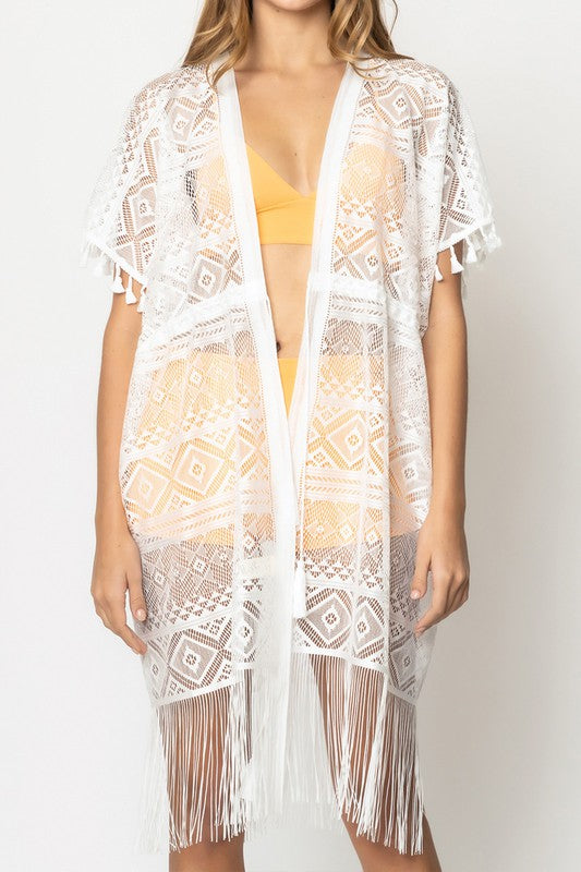 Geometric Pattern Laced Kimono