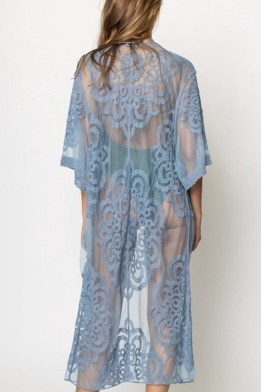 Oriental Patterned Laced Kimono