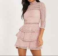 pink lace ruffle dress