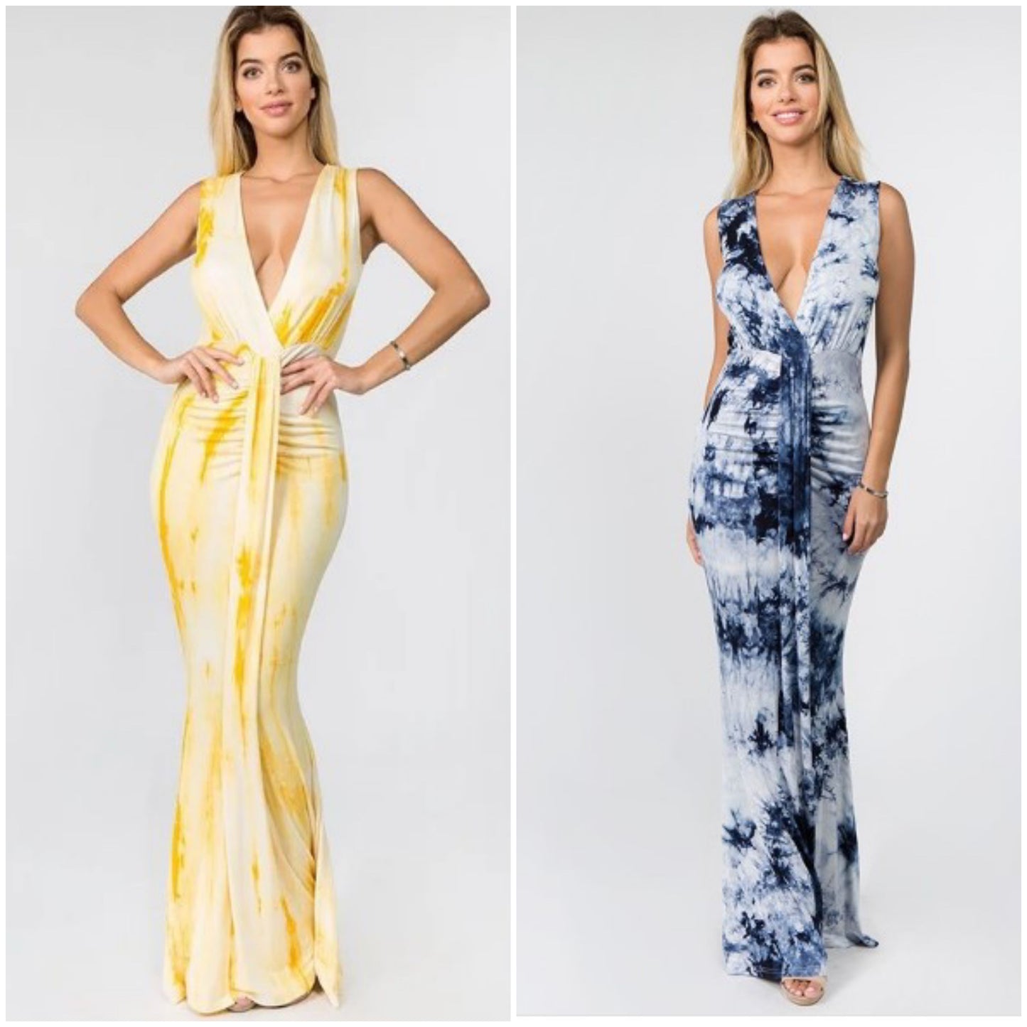 rayon tie dye hollow front maxi dress