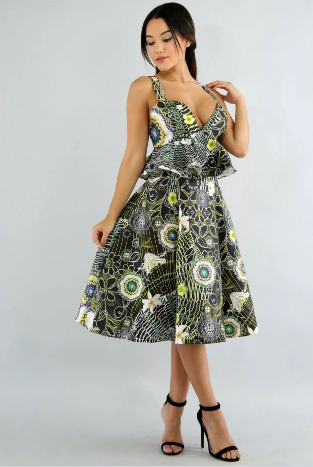 floral pop flare vintage dress