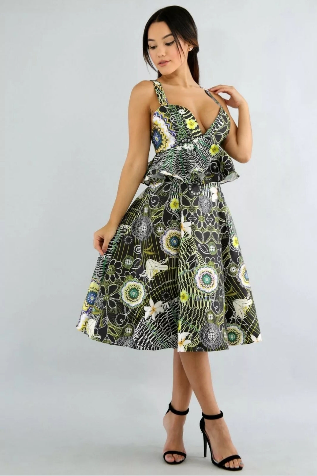 floral pop flare vintage dress
