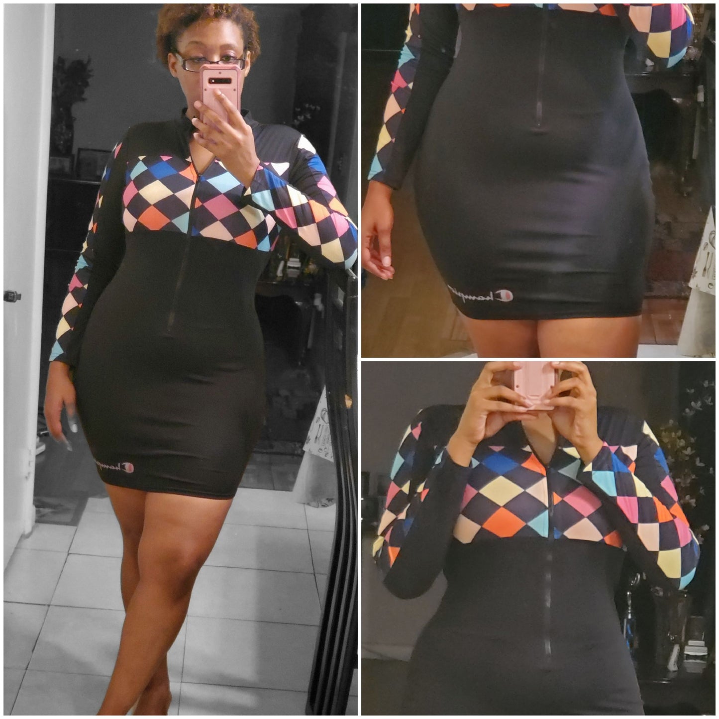 geometric bodycon mini dress