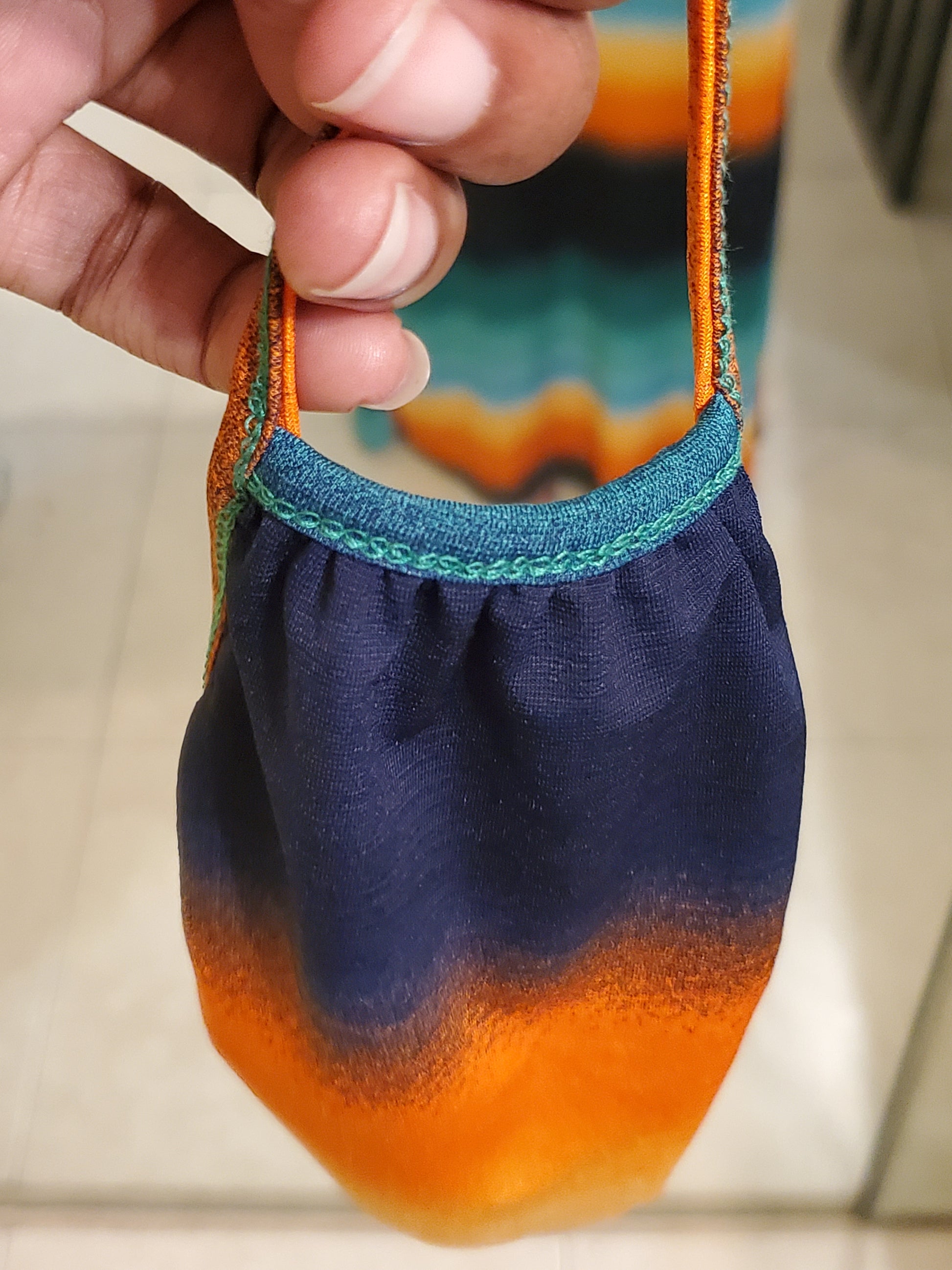 multicolor striped maxi dress with matching face mask