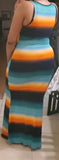 multicolor striped maxi dress with matching face mask