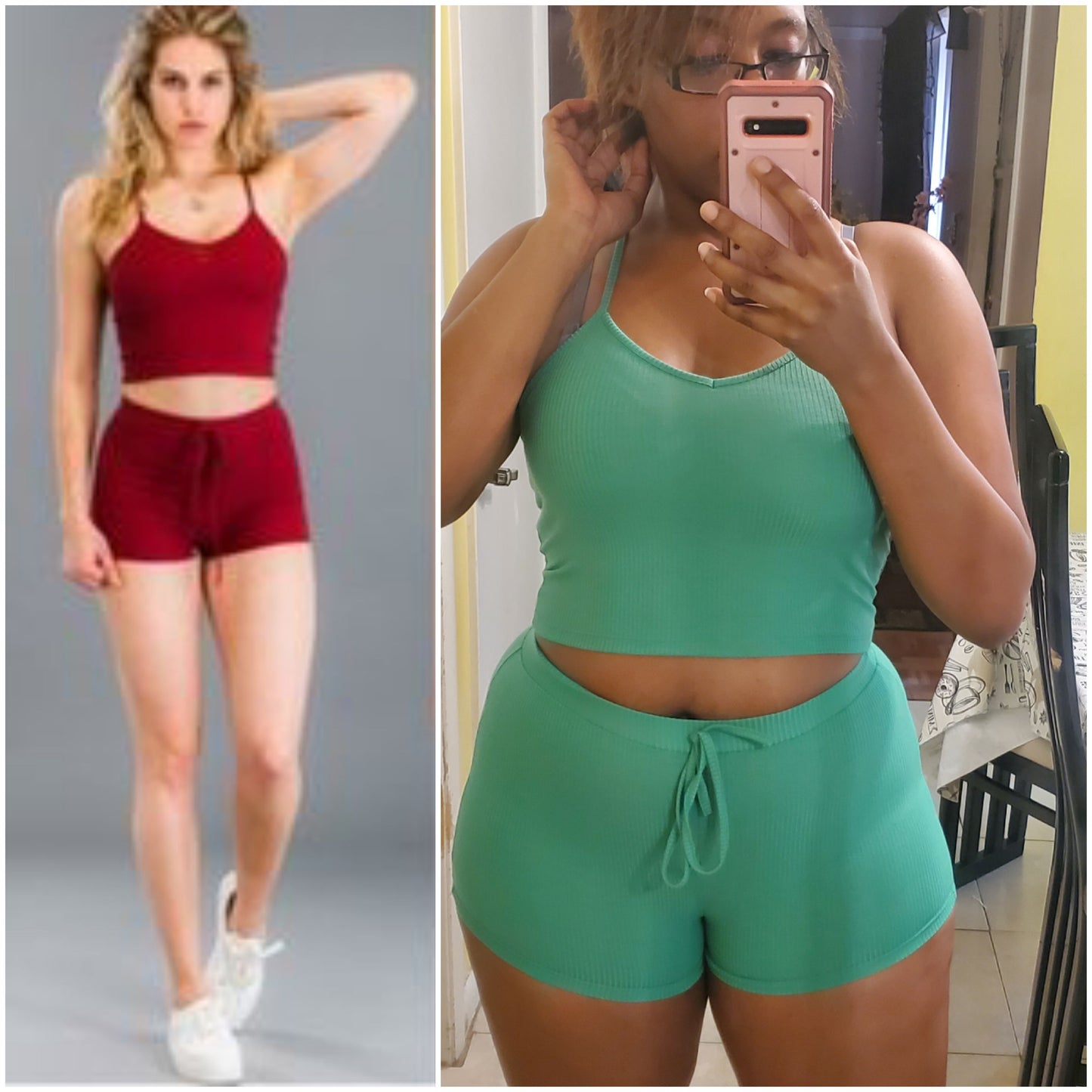 ribbed cropped top & shorts set