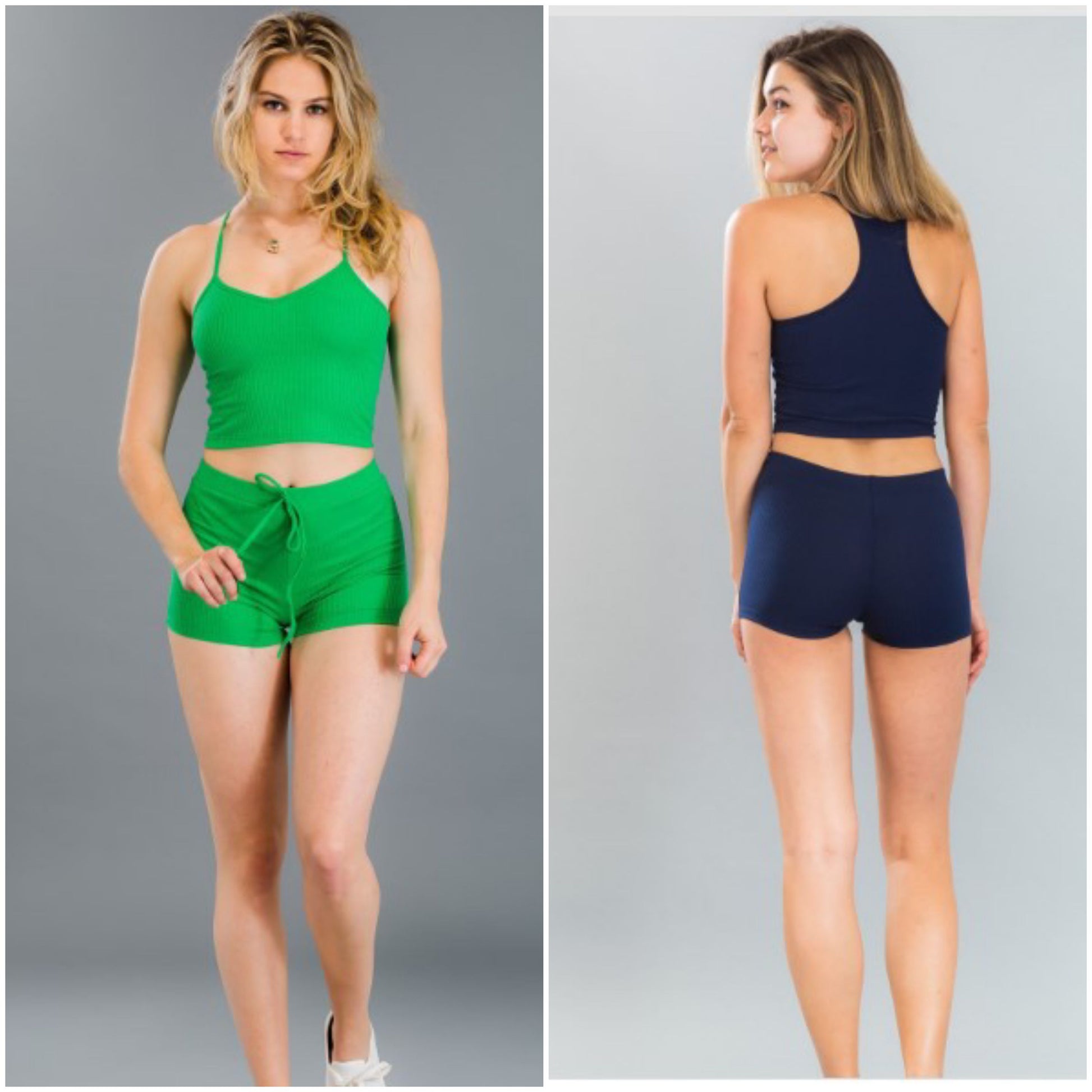 ribbed cropped top & shorts set