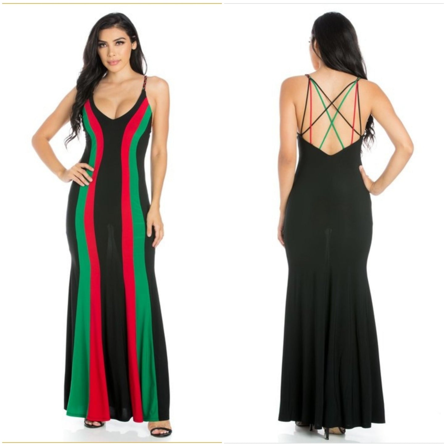 pan-african colored striped maxi dress