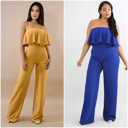 tube ruffled back zippered jumpsuit