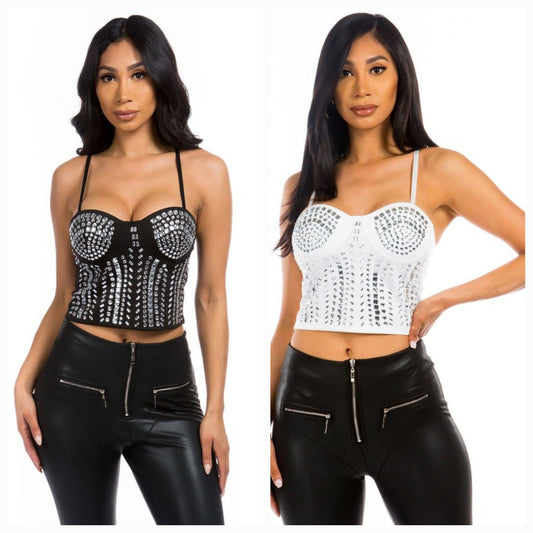 Rhinestone Cropped Top