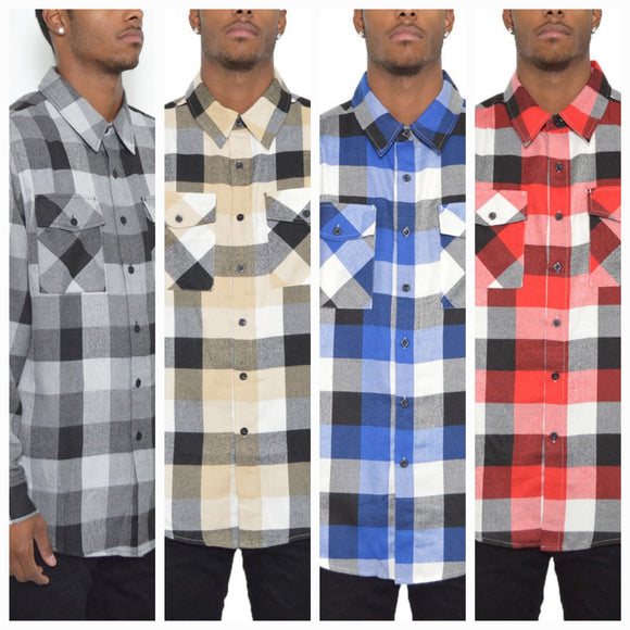Checkered Long Sleeve Flannel Shirt